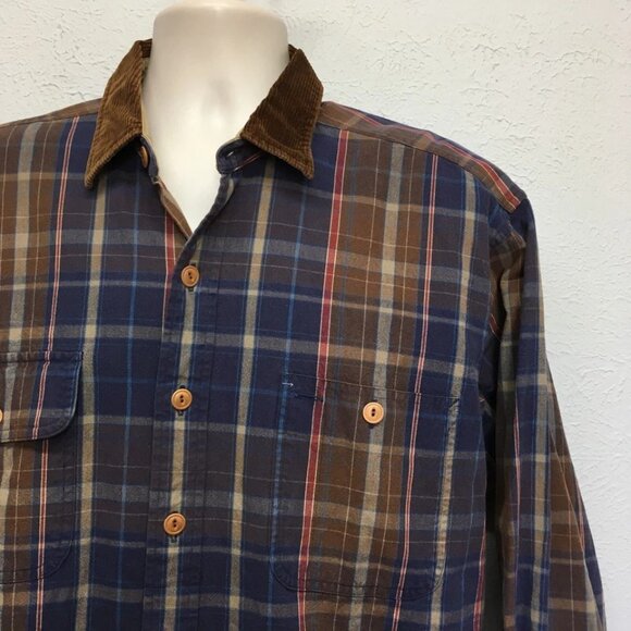 Vintage Polo Ralph Lauren Shirt Mens XL Plaid Heavy Canvas Button Up Corduroy Co - Picture 2 of 7